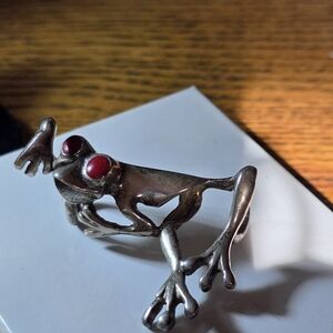 Sterling Silver Frog Slide with Red Eyes